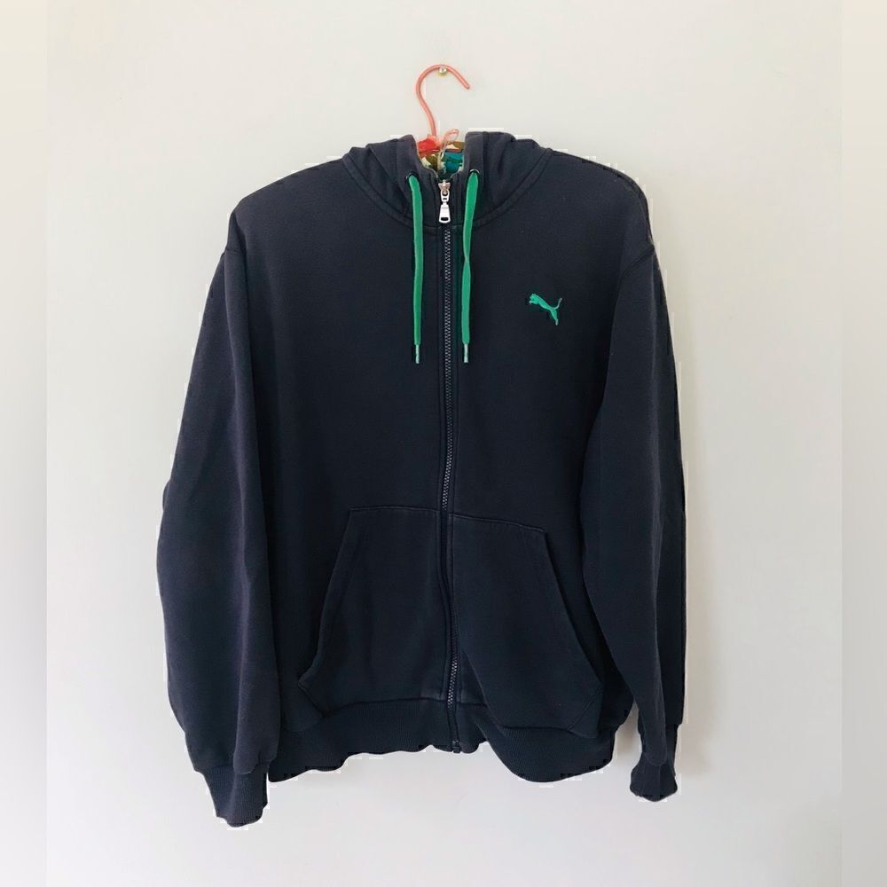 Puma | men’s navy and green zip up hoodie | medium